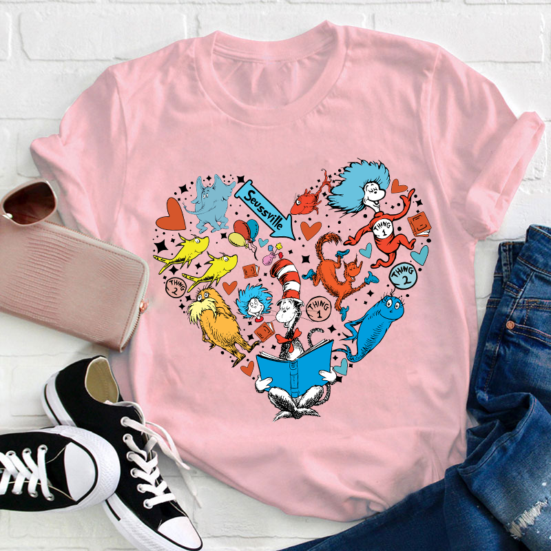 The Cat In The Hat Heart Teacher T-Shirt