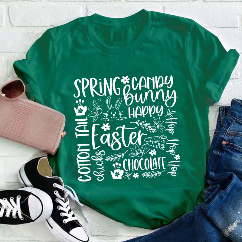 Happy Easter Spring Bunny Teacher T-Shirt