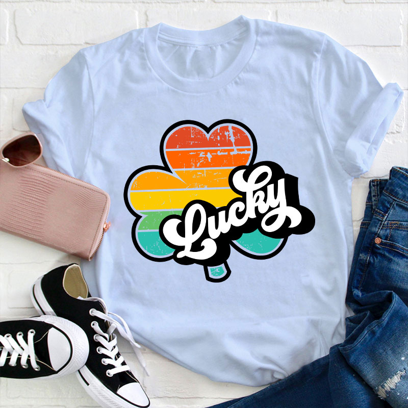 St. Patrick's Day Lucky Retro Teacher T-Shirt