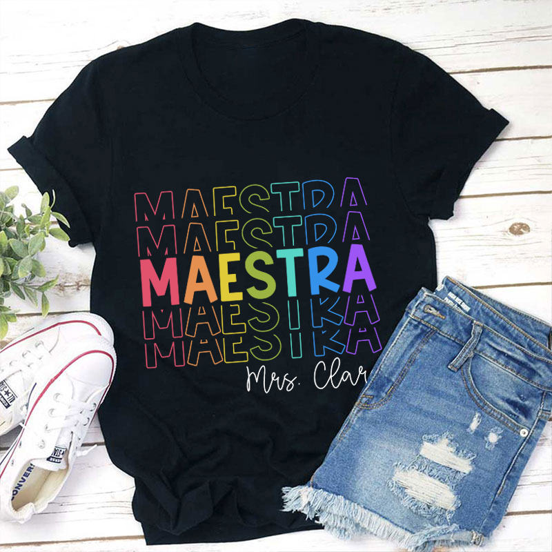 Personalized Colored Words Teacher T-Shirt Sale-Teachersgram