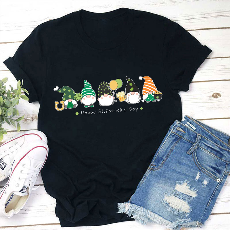 St Patricks Day Gnomes Teacher T-Shirt