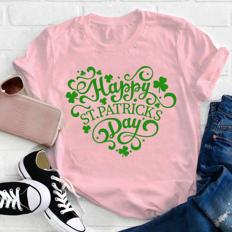 St Patricks Day Heart Teacher T-Shirt