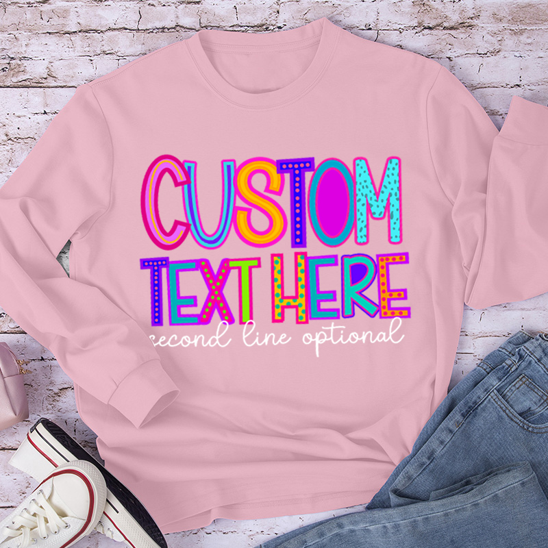 Personalized Name Neon Lights Teacher Long Sleeve T-Shirt