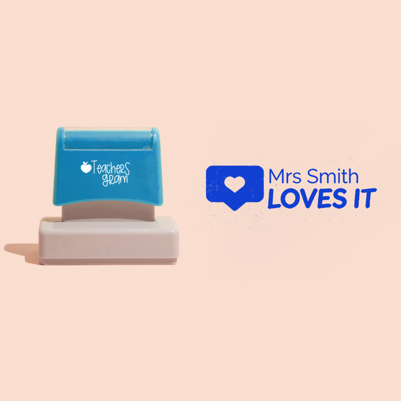 Personalized Name Mrs Smith Loves It Teacher Rectangle Stamp