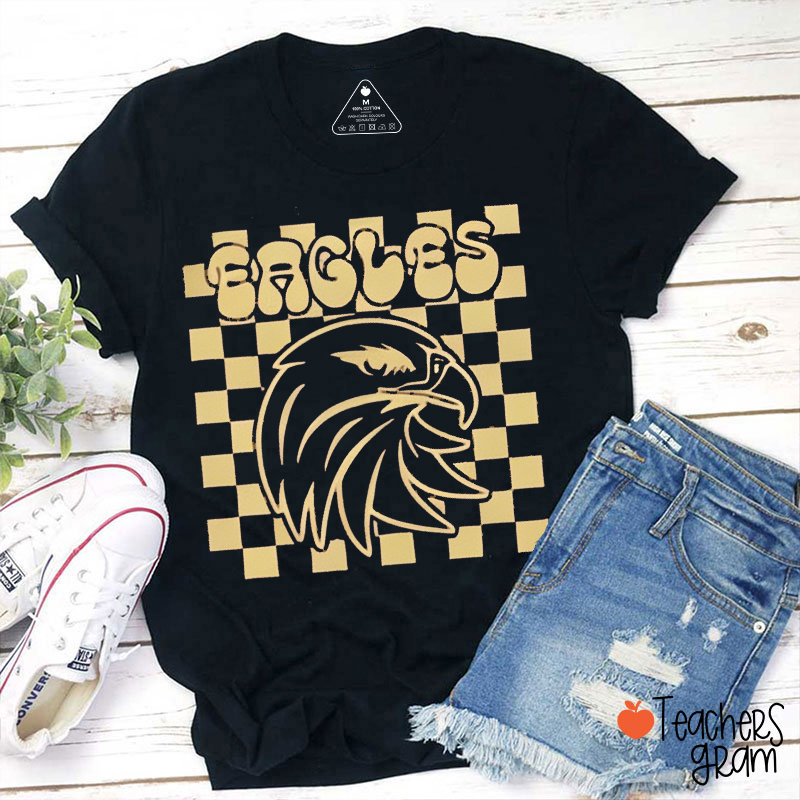 Personalized Mascot Checkered Teacher T-Shirt