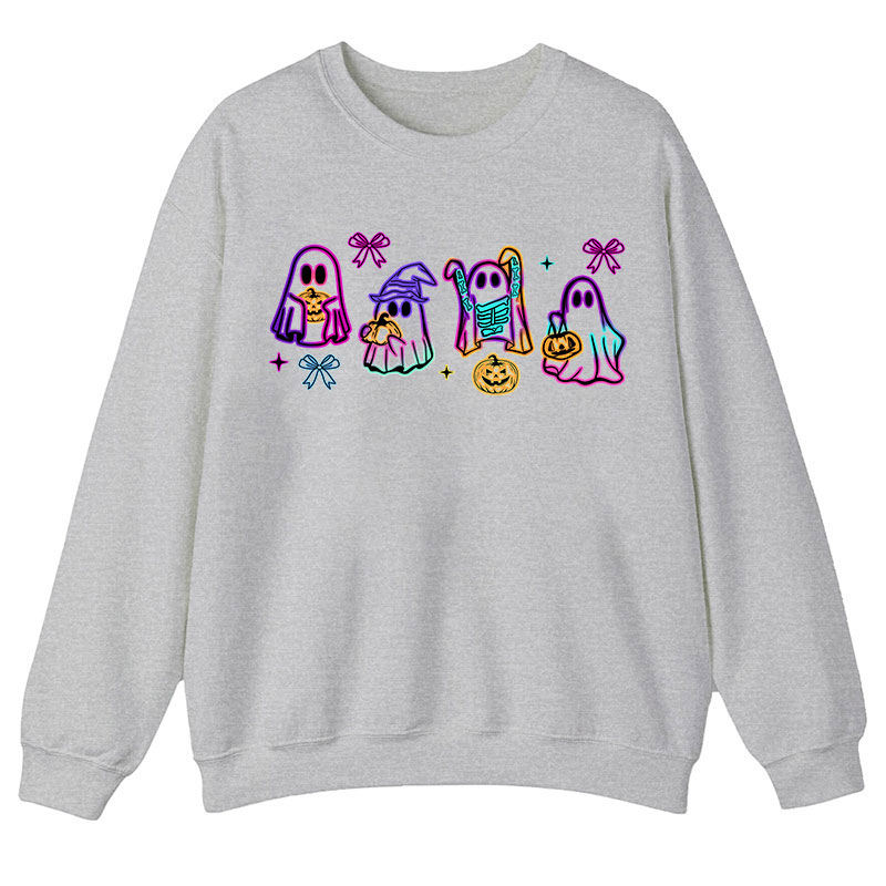 Colorful Neon Ghost Pumpkin Teacher Sweatshirt