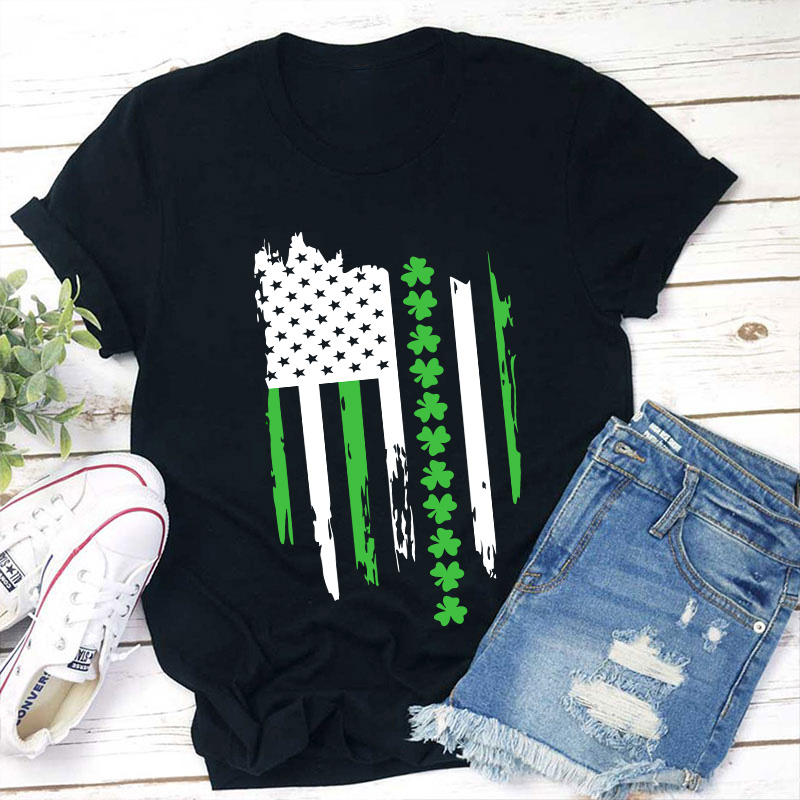 Happy St Patricks Day Flag Teacher T-Shirt