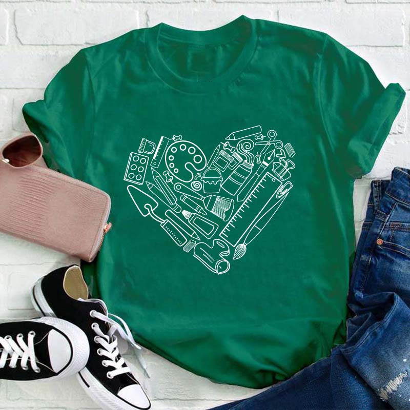Art Heart Shape Teacher T-Shirt
