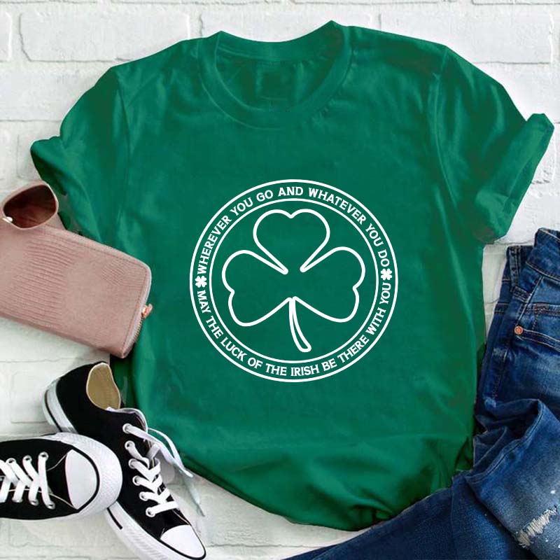 Vintage Shamrock Clover Teacher T-Shirt Sale-Teachersgram