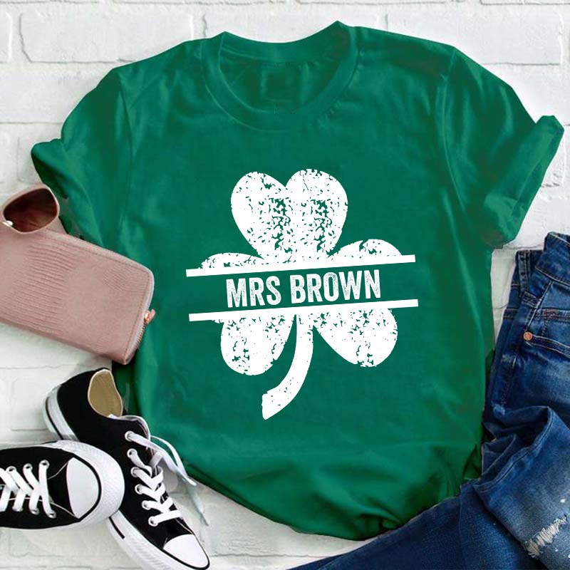 Personalized Lucky Clovers Teacher T-Shirt Sale-Teachersgram