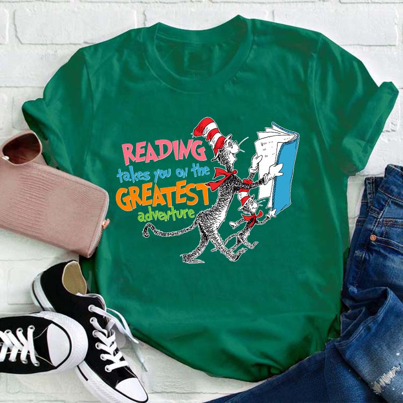 Reading Takes You On The Greatest Adventure Teacher T-Shirt