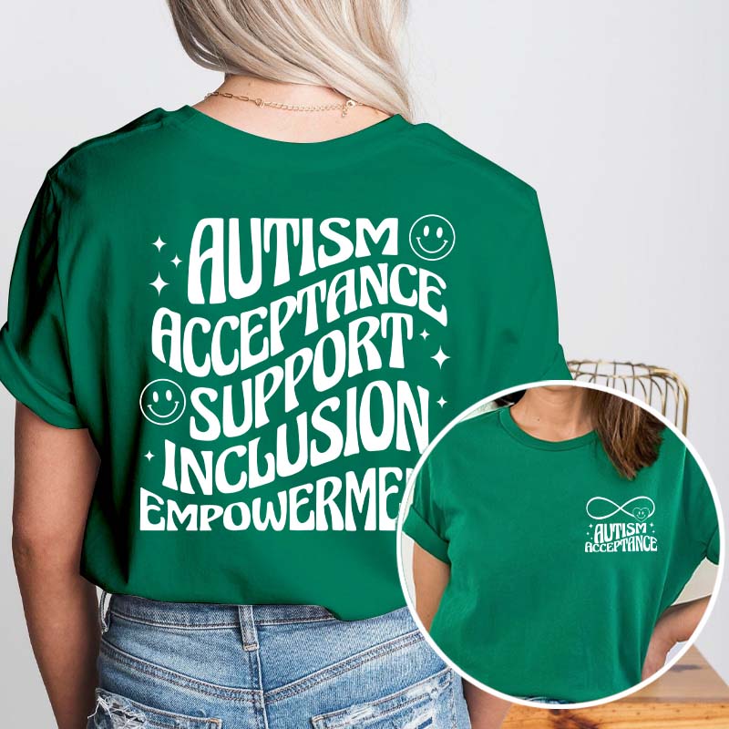 Autism Acceptance Teacher Two Sided T-Shirt