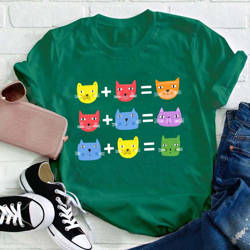 Cat Themed Color Theory Teacher T-Shirt