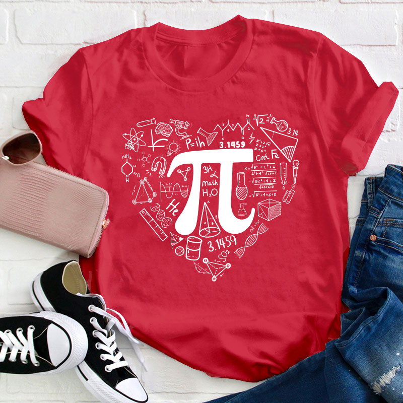 Pi Day Math Heart Teacher T-Shirt