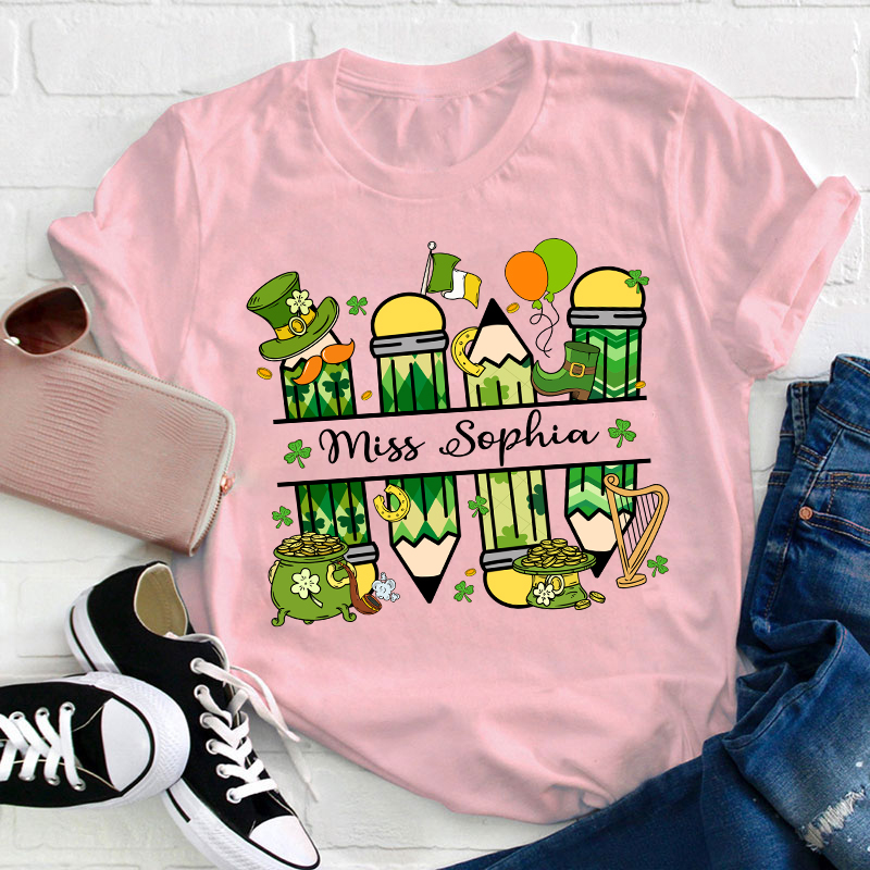 Personalized St Patricks Name Teacher T-Shirt