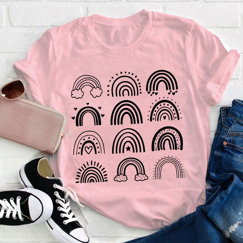 Rainbow Of Different Shapes Teacher T-Shirt