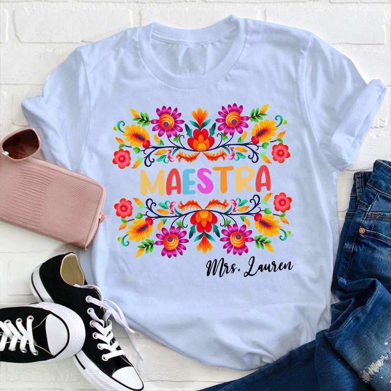 Personalized Name Maestra Teacher T-Shirt
