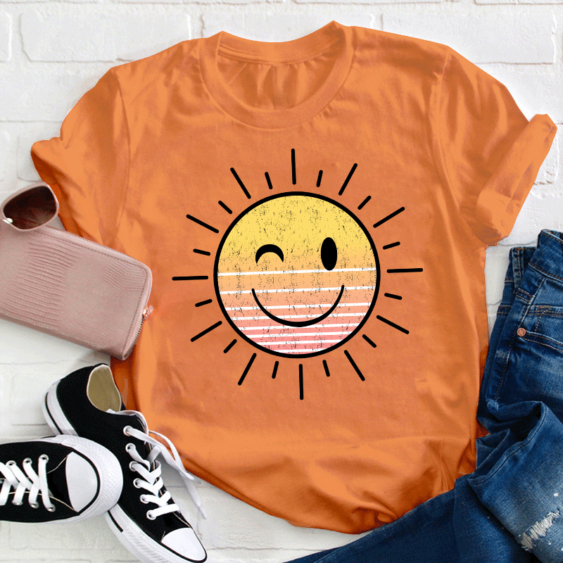Sunshine Smiley Face Teacher T-Shirt Sale-Teachersgram