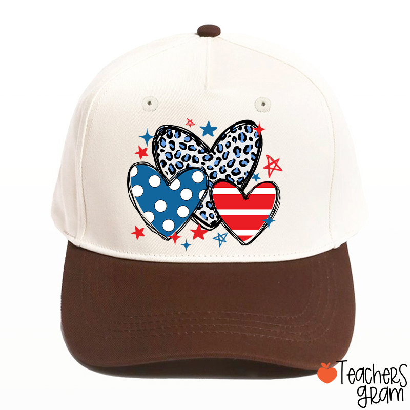 American Hearts Leopard Print Teacher Baseball Cap