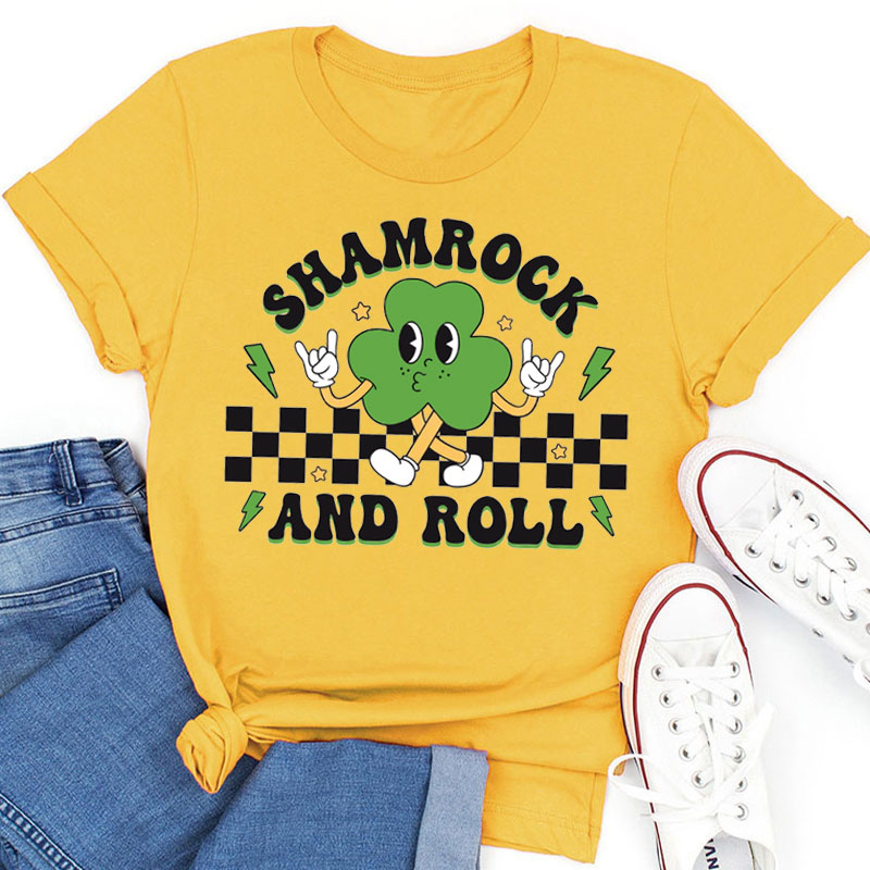 Shamrock And Roll Teacher T-Shirt