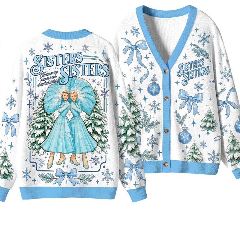 Sisters Sisters White Christmas Movie Retro Teacher Ugly Cardigan Sweaters