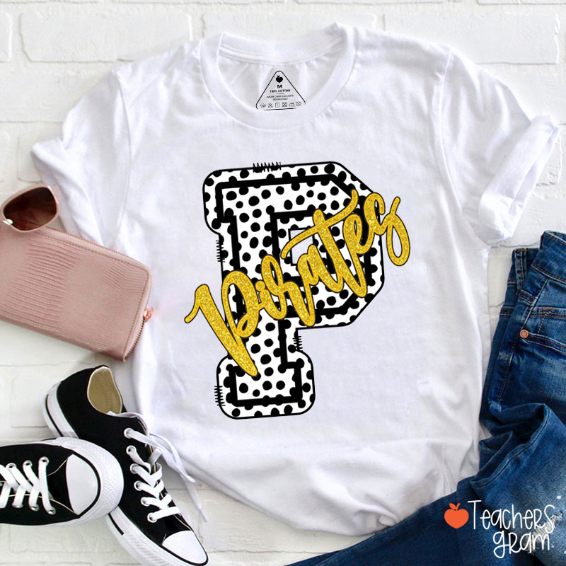 Personalized Mascot Polka Dot Game Day Teacher T-Shirt