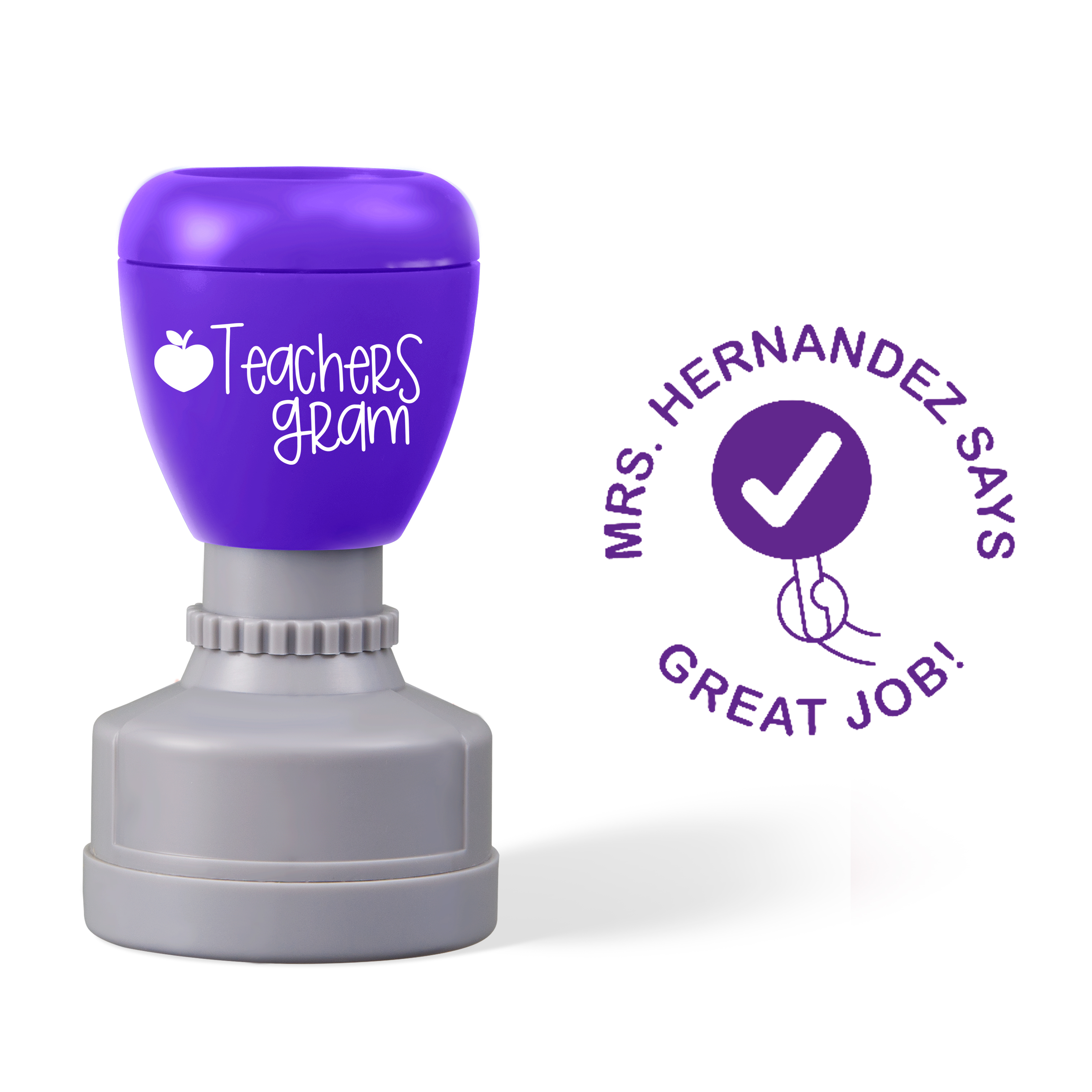 Personalized Name Great Job Checkmark Teacher Stamp