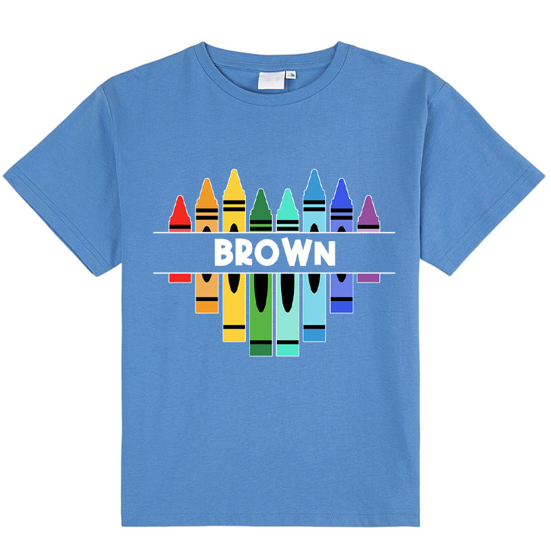 Personalized Name Colorful Crayons Class T-Shirt