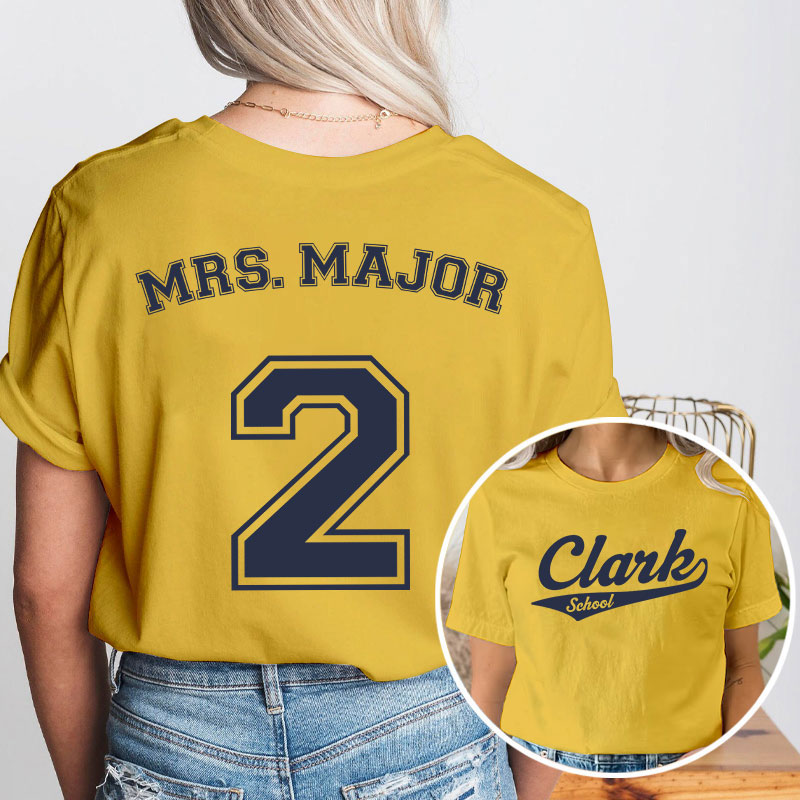 Personalized Sports Baseball Style Team Teacher Two Sided T-Shirt