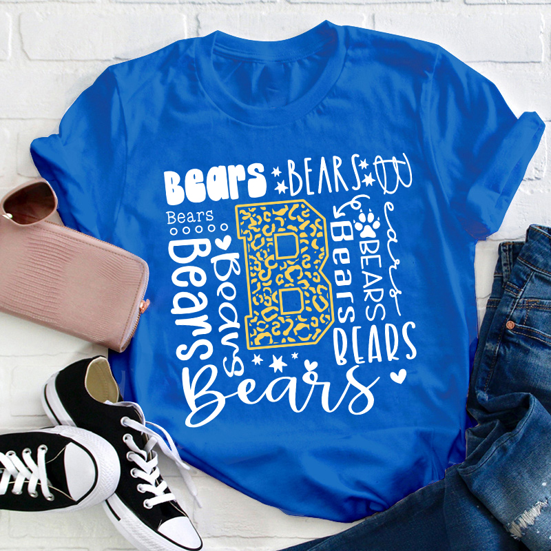 Personalized Colorful Leopard Mascot Teacher T-Shirt