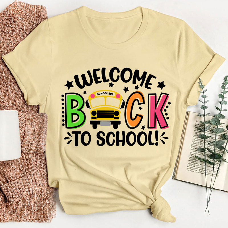 Welcome Back To School School Bus Print Teacher T-Shirt