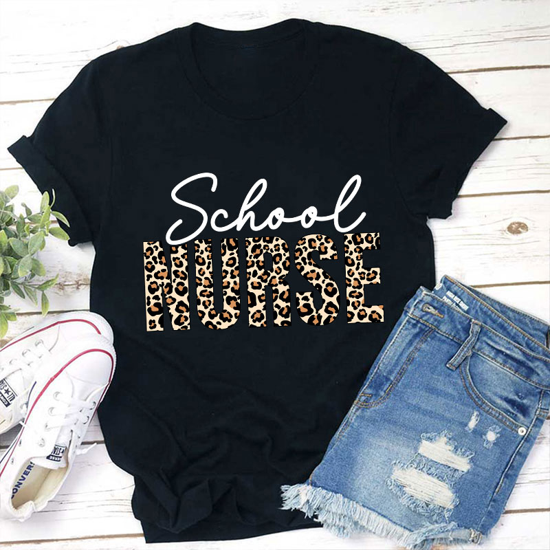 Leopard Print School Nurse T-Shirt Sale-Teachersgram