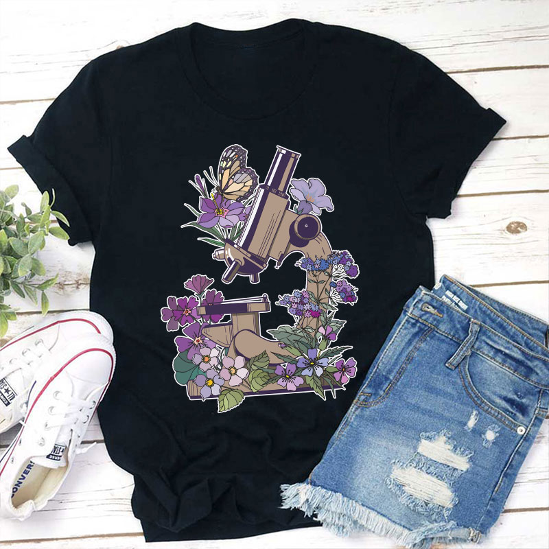 Science Flower Microbiology Teacher T-Shirt