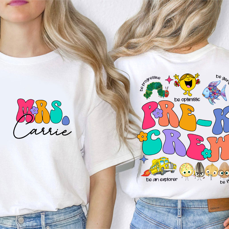 Personalized Learn These Qualities From Your Children's Book Friends Teacher Two Sided T-Shirt