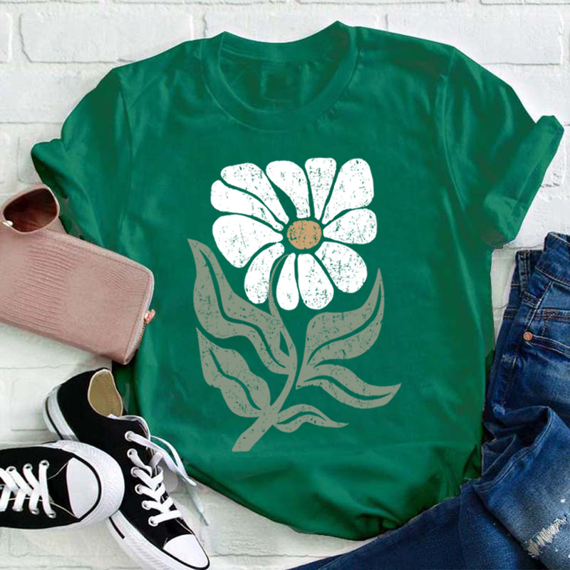 Boho Daisy Flower Teacher T-Shirt