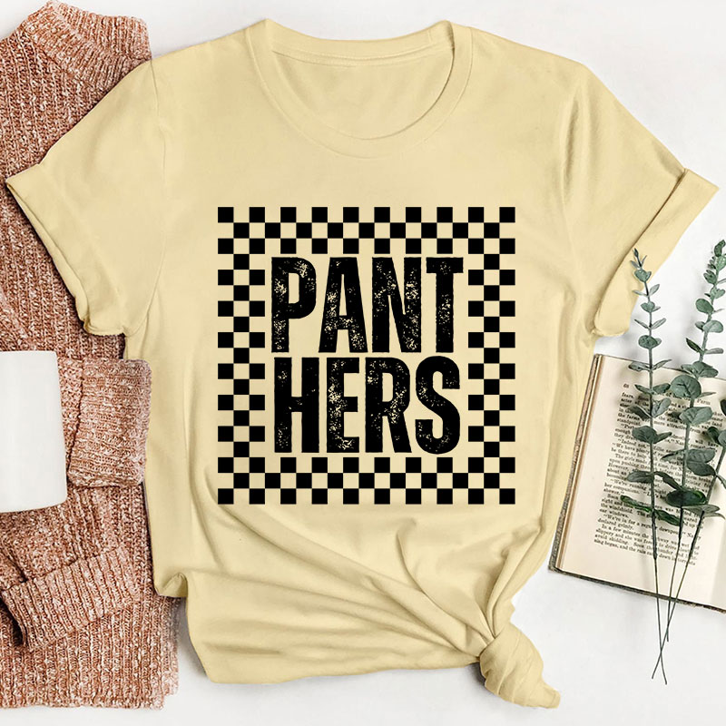Personalized School Spirit Mascot Simple Lattice Design Teacher T-Shirt