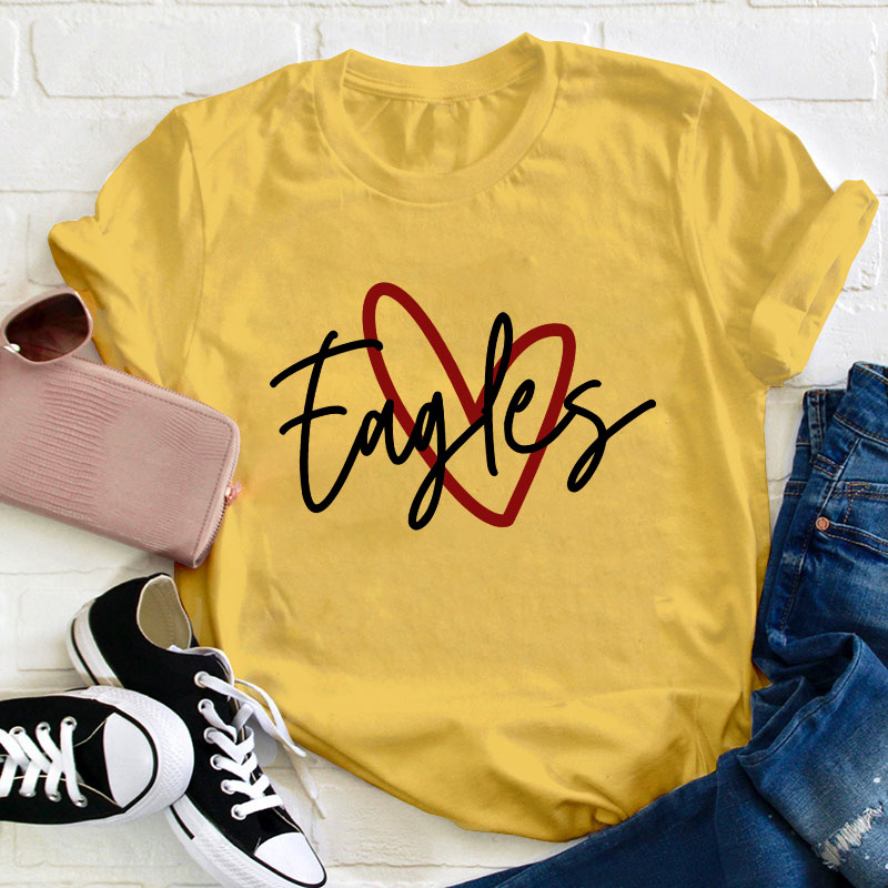 Personalized School Spirit Mascot Simple Love Teacher T-Shirt