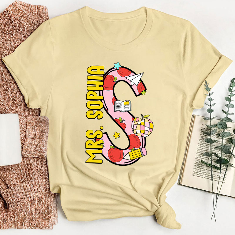 Personalized Teacher's Name Unique Initials Design Teacher T-Shirt