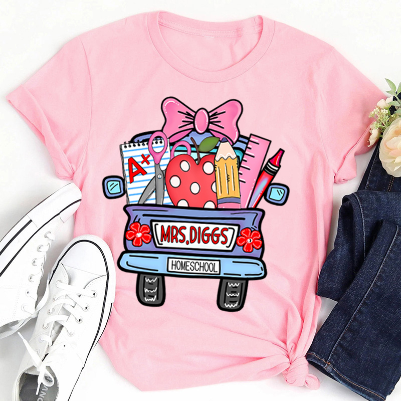 Personalized School Truck Teacher Name Teacher T-Shirt