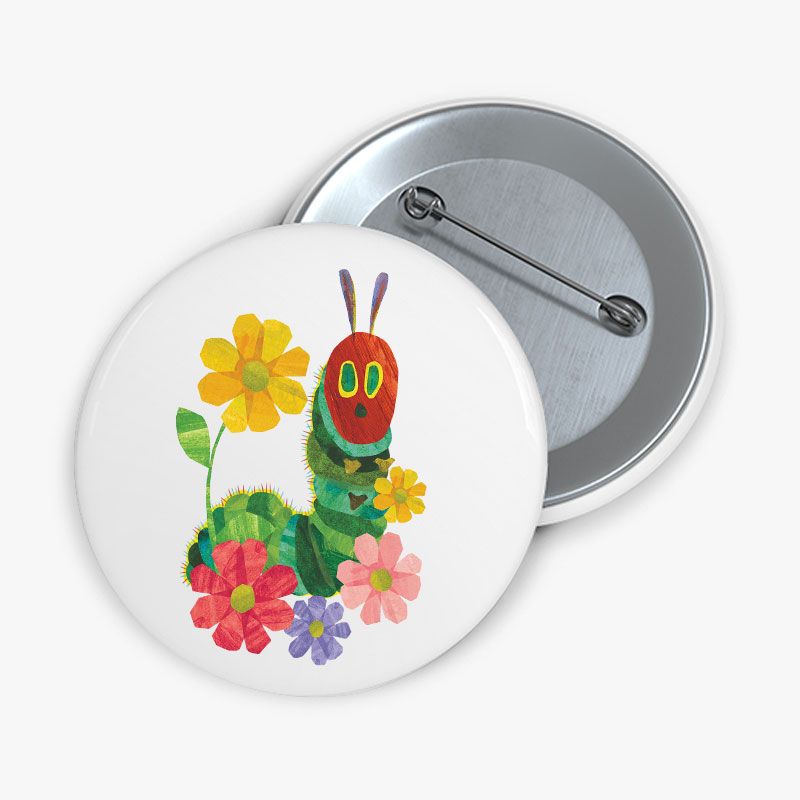 Flowers And The Very Hungry Caterpillar Teacher Pinback Button