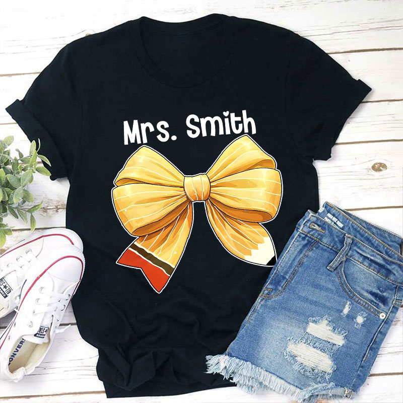 Personalized Name Teacher Bow Teacher T-Shirt