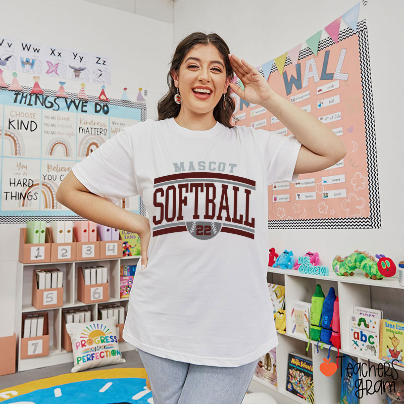 Personalized School Mascot And Sport Colorblock Design Teacher T-Shirt