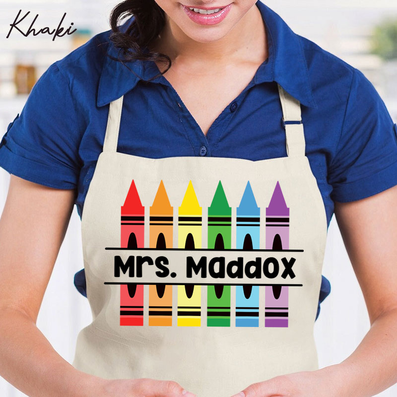 Teachergive | Personalized Pencil Crayon Teacher Name Apron sale
