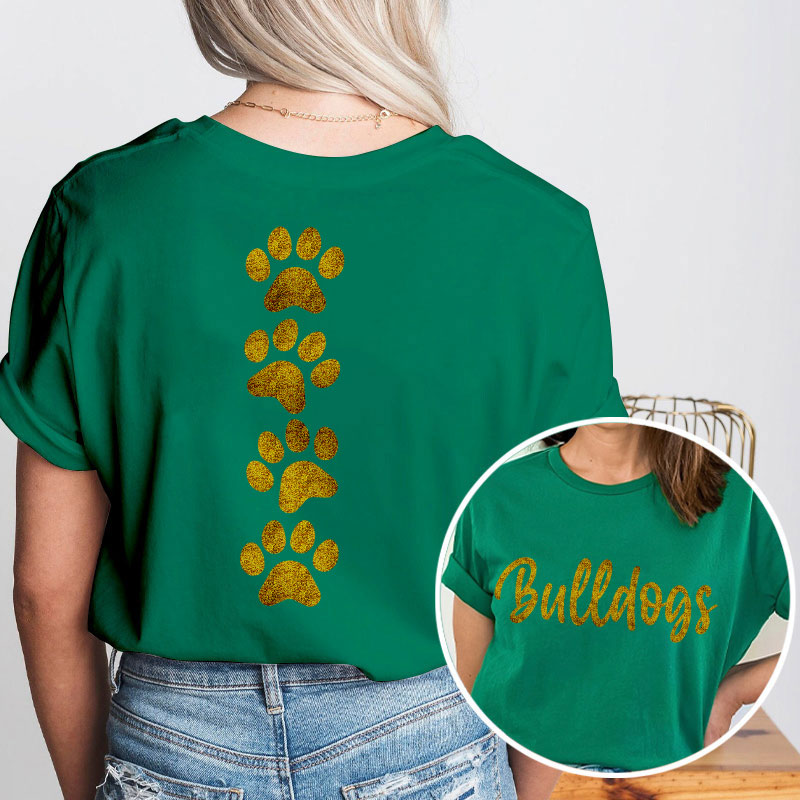 Personalized Mascot And Paw Game Day Teacher Two Sided T-Shirt