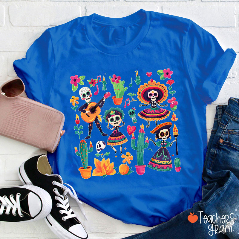 Day Of The Dead Floral Spanish Teacher T-Shirt