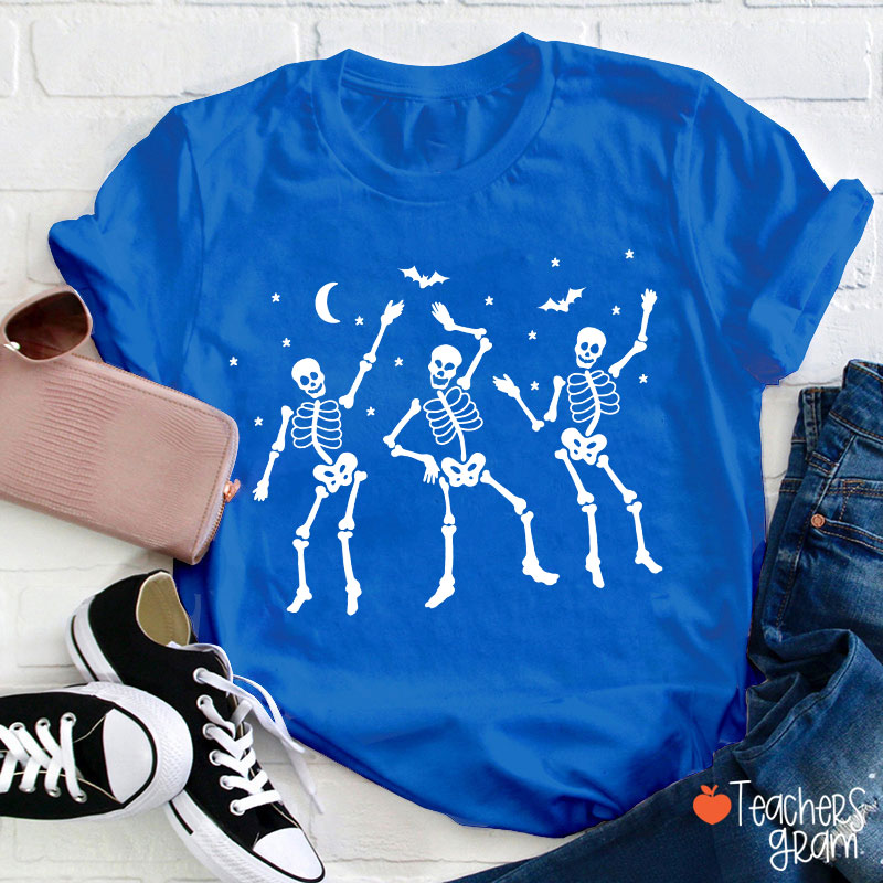 Dance Skeleton Bat Halloween Teacher T-Shirt