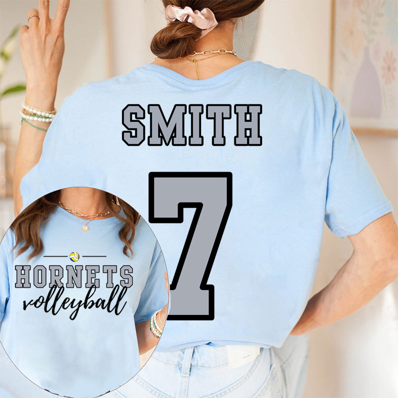 Personalized Mascot Sport Name And Number Game Day Teacher Two Sided T-Shirt