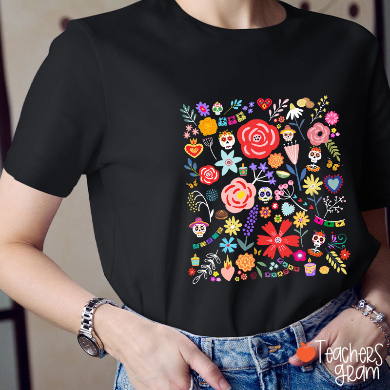 Dia De Los Muertos Mexican Art Spanish Teacher T-Shirt