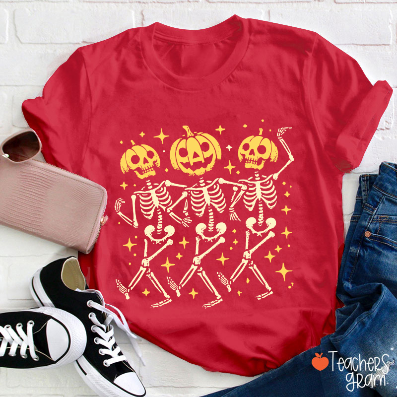 Dance Pumpkin Skeleton Halloween Teacher T-Shirt