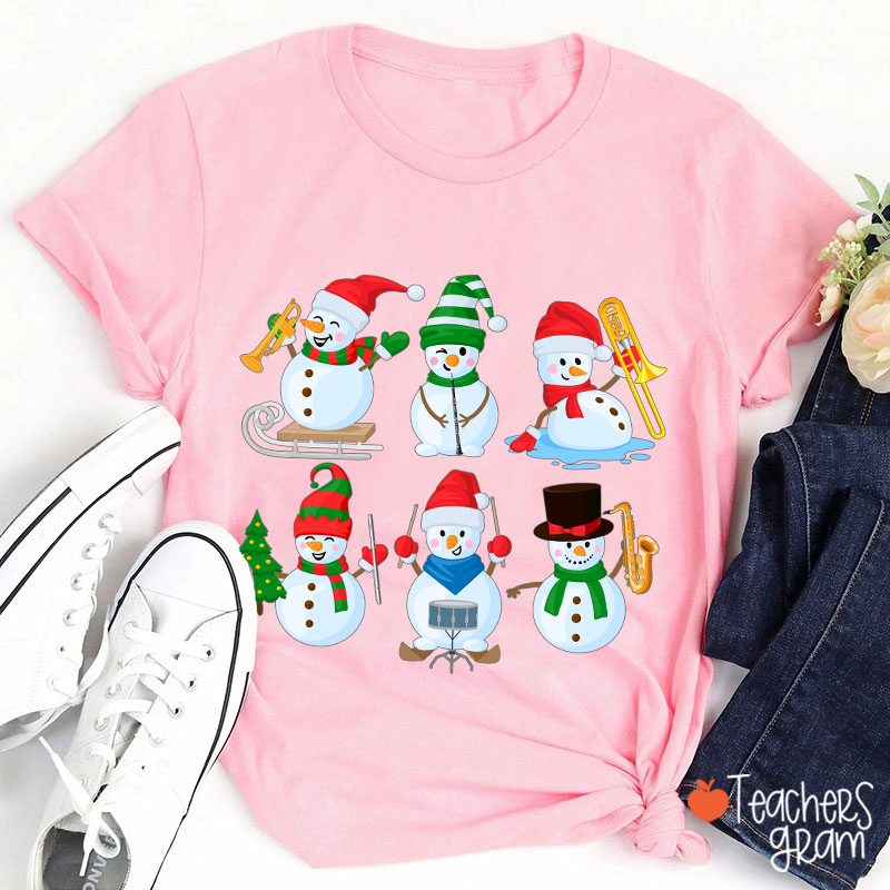Snowman Band Christmas Teacher T-Shirt